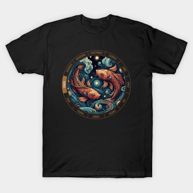 ZODIAC Pisces - Astrological PISCES - PISCES - ZODIAC sign - Van Gogh style - 4 T-Shirt by ArtProjectShop